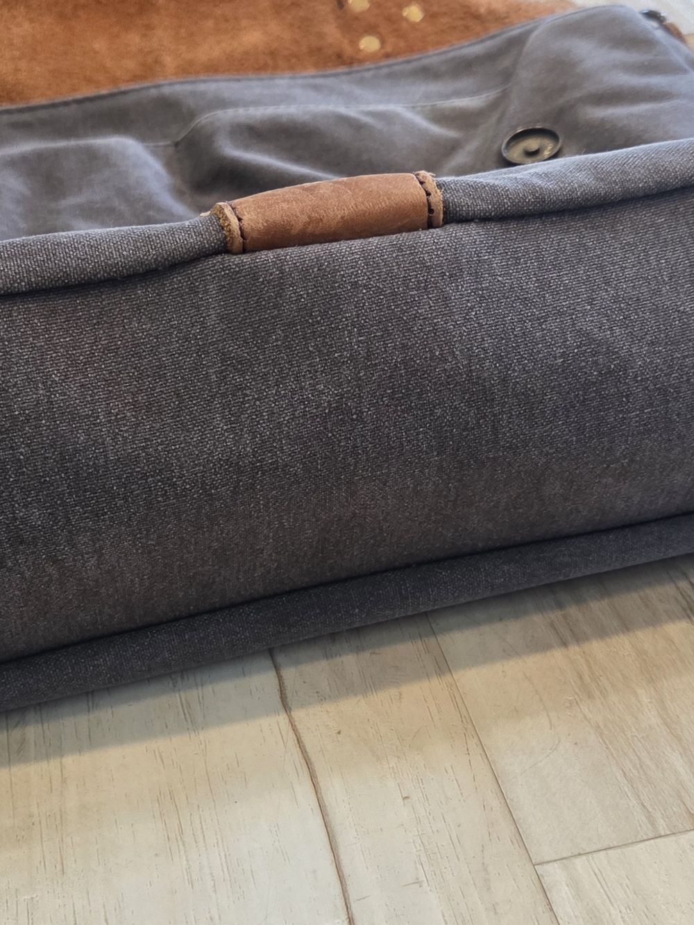 Wowbox Canvas & Leather Messenger Bag in Tan and Gray - Men's Shoulder Satchel - Picture 5 of 13
